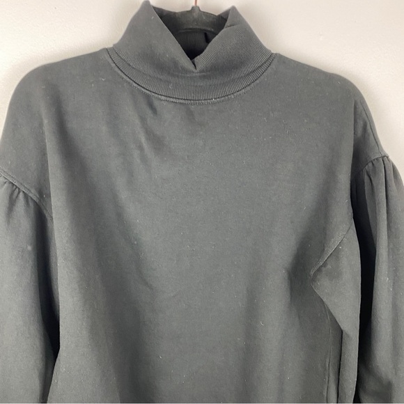 Zara Knit Bell Sleeve Cotton Oversized Turtleneck Sweater Small Black - Picture 3 of 11